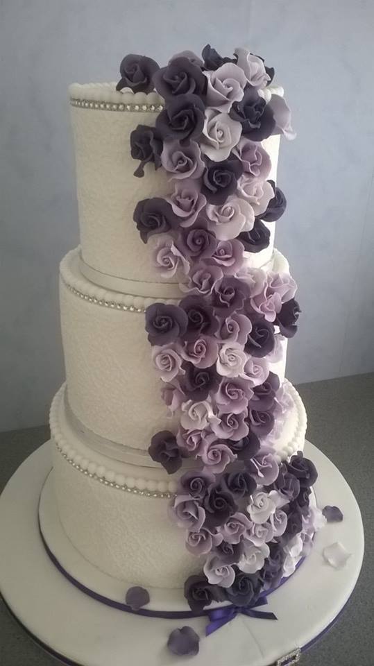 rose cascade wedding cake