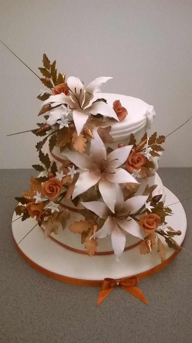 autumn bouquet wedding cake